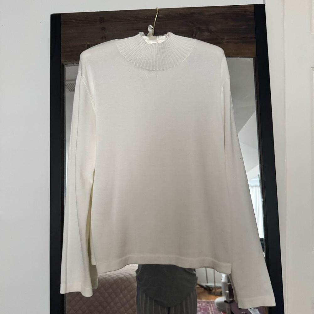 Vintage Talbots Ivory Cowl Neck Cotton Sweater made in Italy
